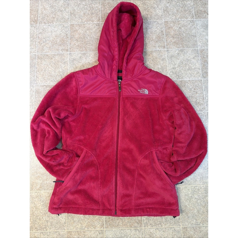 The North Face Women's Medium Fuzzy Furry Hooded Full Zip Jacket Pink Fleece
